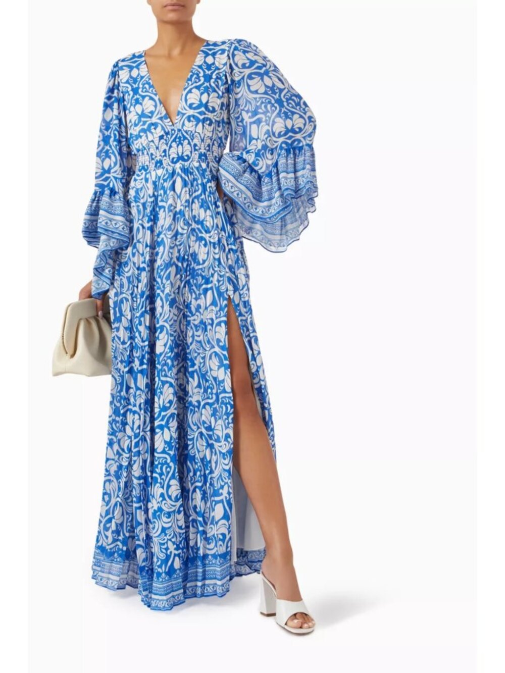 NWT Alice + Olivia Selene Pleated Maxi Dress Soiree True Blue Floral Size 8 $895 - Picture 8 of 13